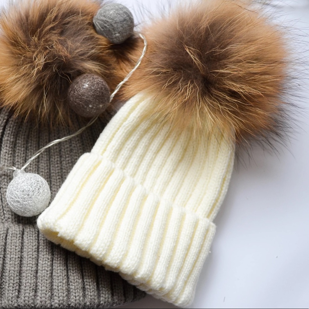 Winter Baby Real Fur Pom Beanie Hat - Picture 3 of 4